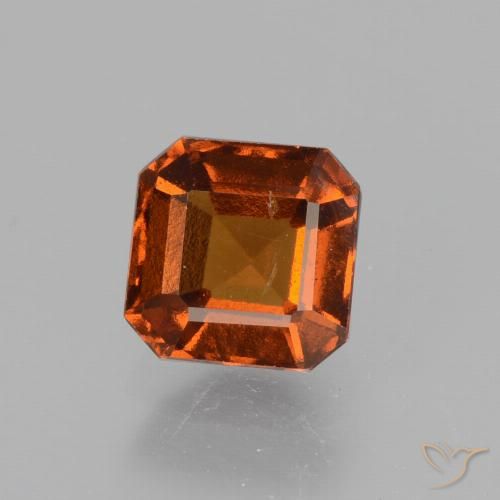 1.35ct 자연스러운 딥 오렌지 헤소나이트 가넷, 에메랄드 컷, VS-SI