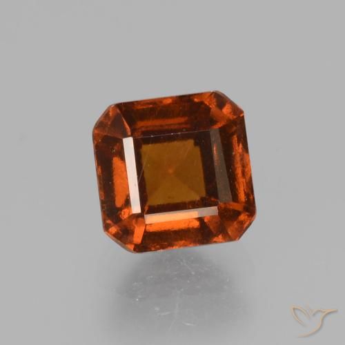 1.55ct 자연스러운 딥 오렌지 헤소나이트 가넷, 에메랄드 컷, VS