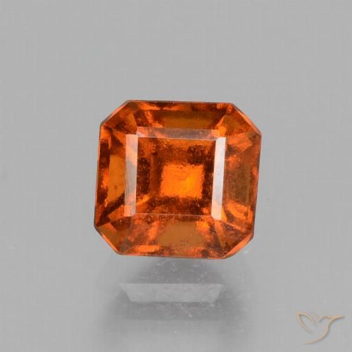 1.52ct 자연스러운 앰버 오렌지 헤소나이트 가넷, 에메랄드 컷, VS