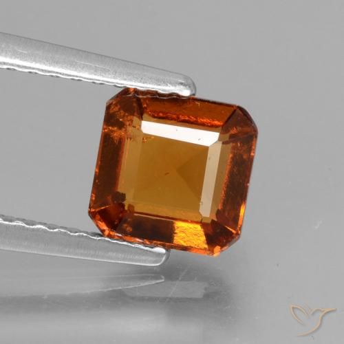 1.47ct 자연스러운 딥 오렌지 헤소나이트 가넷, 에메랄드 컷, VS