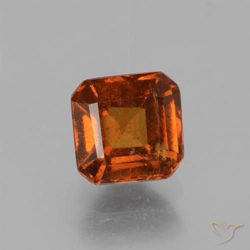 1.60ct 자연스러운 미디엄 오렌지 헤소나이트 가넷, 에메랄드 컷, VS-SI