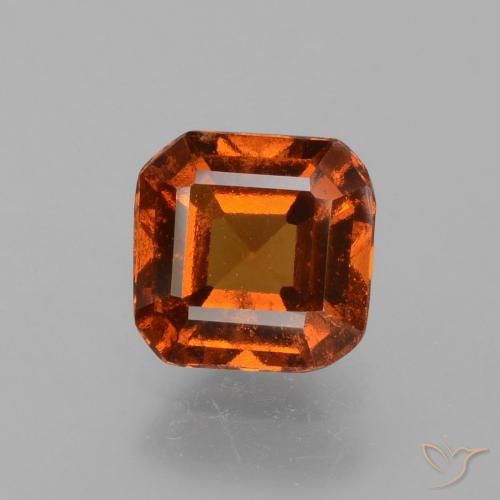 1.44ct 자연스러운 딥 오렌지 헤소나이트 가넷, 에메랄드 컷, VS