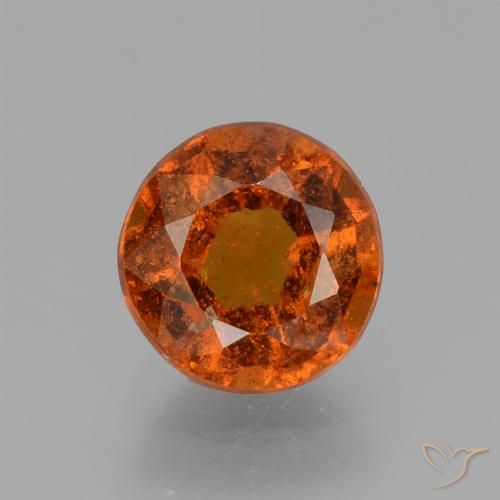 1.90ct 자연스러운 다크 오렌지 헤소나이트 가넷, 둥근, VS-SI
