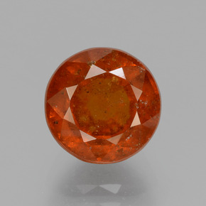 3.93캐럿 천연 붉은빛 오렌지 헤소나이트 가넷, 라운드 컷, 9.00 mm, SI