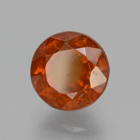 3.93캐럿 천연 붉은빛 오렌지 헤소나이트 가넷, 라운드 컷, 9.00 mm, SI