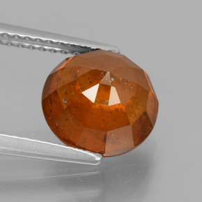 3.93캐럿 천연 붉은빛 오렌지 헤소나이트 가넷, 라운드 컷, 9.00 mm, SI
