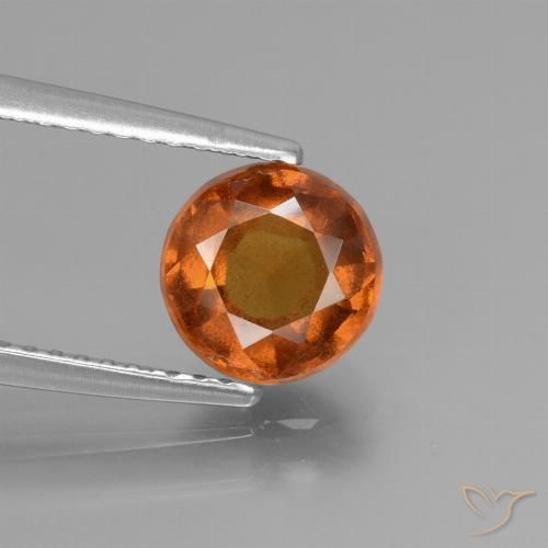 1.65ct 자연스러운 미디엄 다크 오렌지 헤소나이트 가넷, 둥근, VS-SI