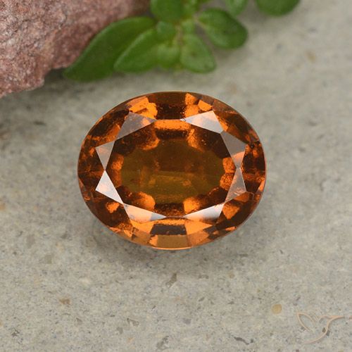2.06ct 자연스러운 앰버 오렌지 헤소나이트 가넷, 타원형, VS