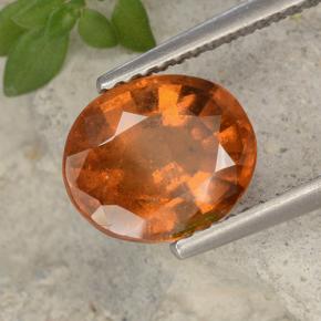 2.62캐럿 천연 미디엄 오렌지 헤소나이트 가넷, 타원형 컷, 9.1×7.6 mm, VS-SI