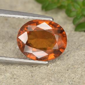 2.12캐럿 천연 딥 오렌지 헤소나이트 가넷, 타원형 컷, 9.1×7.5 mm, VS