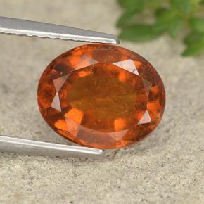 3.12캐럿 천연 붉은빛 오렌지 헤소나이트 가넷, 타원형 컷, 9.6×7.9 mm, VS