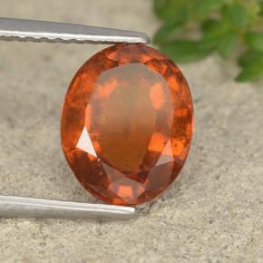3.12캐럿 천연 붉은빛 오렌지 헤소나이트 가넷, 타원형 컷, 9.6×7.9 mm, VS
