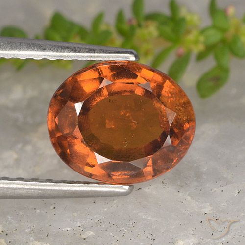 2.15ct 자연스러운 미디엄 다크 오렌지 헤소나이트 가넷, 타원형, VS-SI