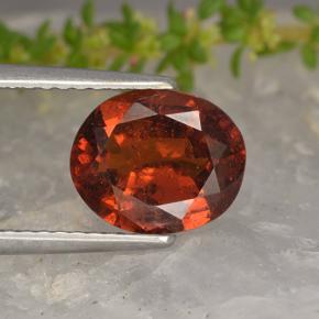 2.23캐럿 천연 미디엄 레드 헤소나이트 가넷, 타원형 컷, 8.9×7.3 mm, VS-SI