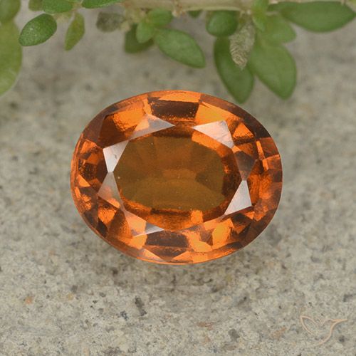 2.37ct 자연스러운 미디엄 다크 오렌지 헤소나이트 가넷, 타원형, VVS-VS
