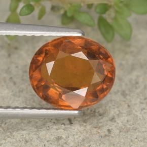 2.48캐럿 천연 딥 오렌지 헤소나이트 가넷, 타원형 컷, 8.9×7.6 mm, VVS-VS