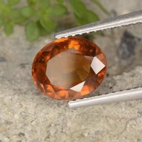2.37캐럿 천연 딥 오렌지 헤소나이트 가넷, 타원형 컷, 8.9×7.3 mm, VS
