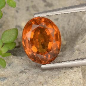 2.65캐럿 천연 미디엄 다크 오렌지 헤소나이트 가넷, 타원형 컷, 9×7.5 mm, VS-SI