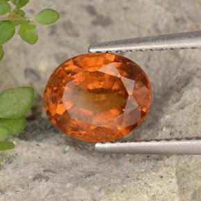 2.65캐럿 천연 미디엄 다크 오렌지 헤소나이트 가넷, 타원형 컷, 9×7.5 mm, VS-SI