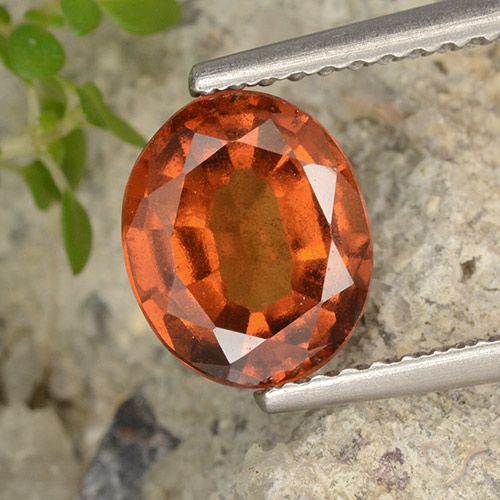 1.99ct 자연스러운 딥 오렌지 헤소나이트 가넷, 타원형, VS