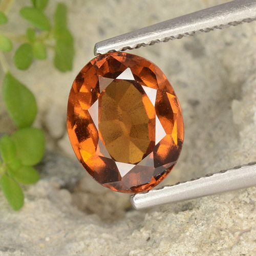 1.69ct 자연스러운 앰버 오렌지 헤소나이트 가넷, 타원형, VS