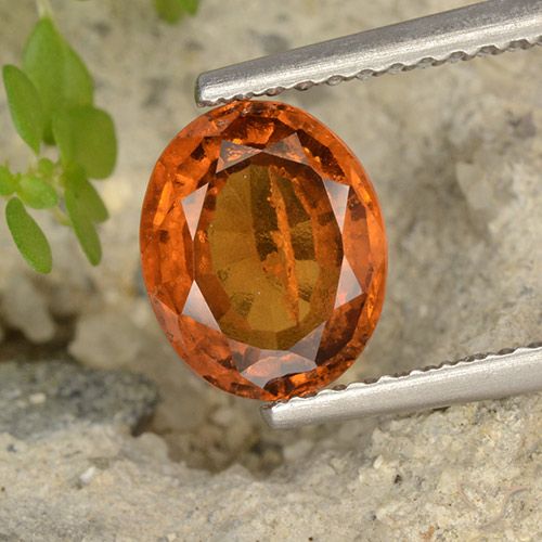 1.76ct 자연스러운 앰버 오렌지 헤소나이트 가넷, 타원형, VS-SI
