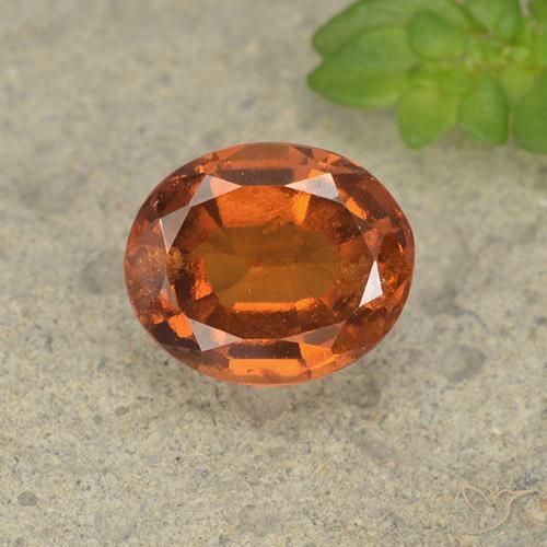 2.00ct 자연스러운 딥 오렌지 헤소나이트 가넷, 타원형, VS-SI