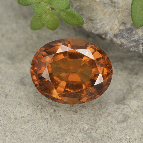 1.91캐럿 천연 딥 오렌지 헤소나이트 가넷, 타원형 컷, 8.4×6.8 mm, VS