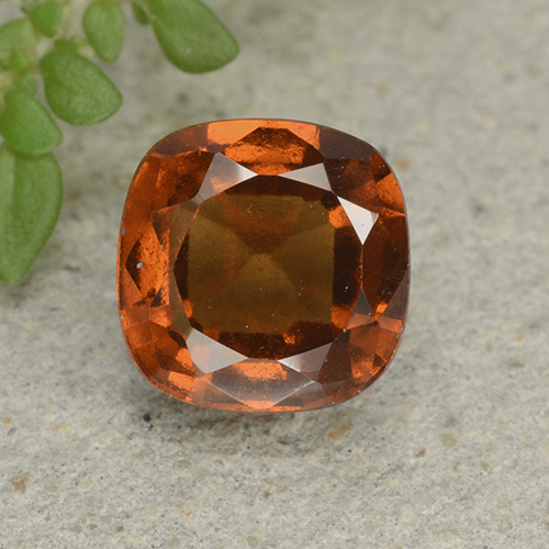1.95캐럿 천연 딥 오렌지 헤소나이트 가넷, 쿠션 컷, 7×7 mm, VVS-VS