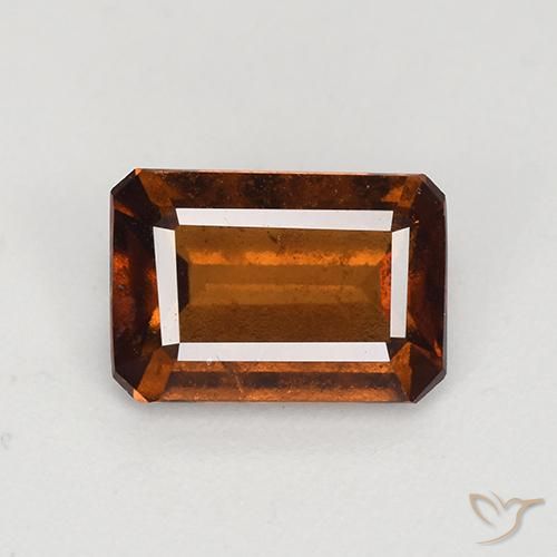1.92ct 자연스러운 딥 오렌지 헤소나이트 가넷, 에메랄드 컷, VS