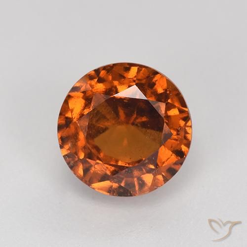 2.16ct 자연스러운 딥 오렌지 헤소나이트 가넷, 둥근, VS-SI