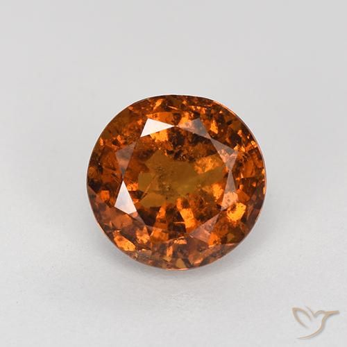 1.76ct 자연스러운 붉은 오렌지 헤소나이트 가넷, 둥근, VS-SI