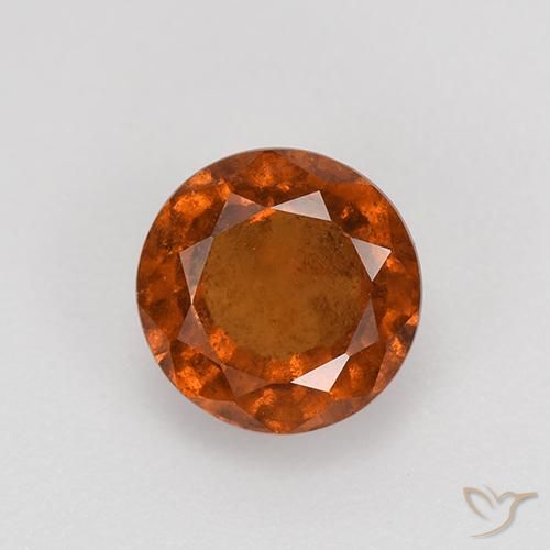 1.85ct 자연스러운 딥 오렌지 헤소나이트 가넷, 둥근, VS-SI
