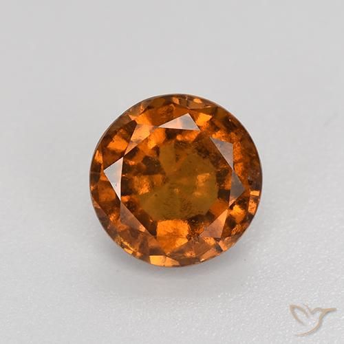 1.64ct 자연스러운 딥 오렌지 헤소나이트 가넷, 둥근, VS-SI