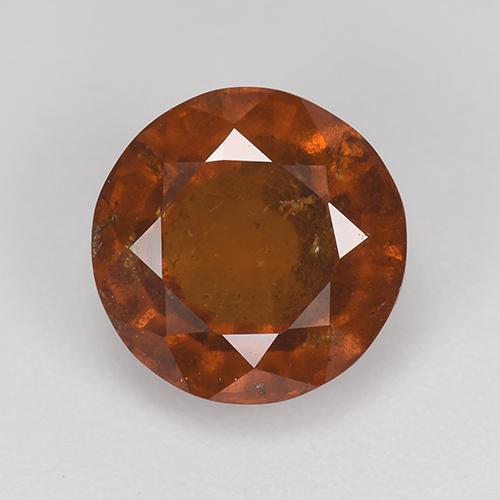 3.38캐럿 천연 붉은빛 오렌지 헤소나이트 가넷, 라운드 컷, 8.74 mm, VS-SI
