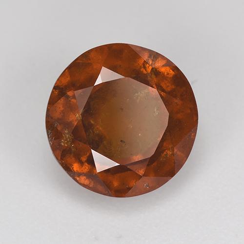 3.38캐럿 천연 붉은빛 오렌지 헤소나이트 가넷, 라운드 컷, 8.74 mm, VS-SI
