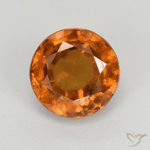 2.00ct 자연스러운 딥 오렌지 헤소나이트 가넷, 둥근, VS-SI