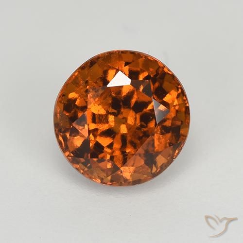 1.66캐럿 천연 딥 오렌지 헤소나이트 가넷, 라운드 컷, 6.82 mm, VS