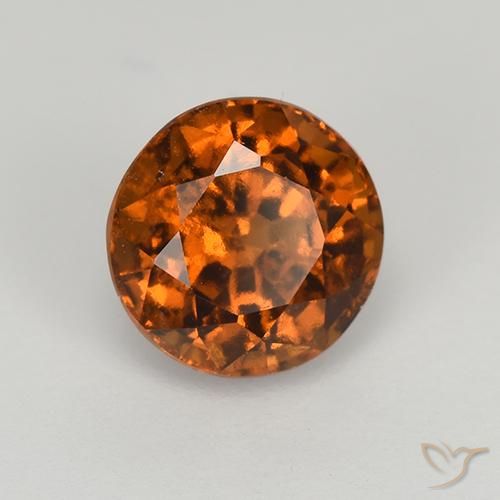 1.66캐럿 천연 딥 오렌지 헤소나이트 가넷, 라운드 컷, 6.82 mm, VS