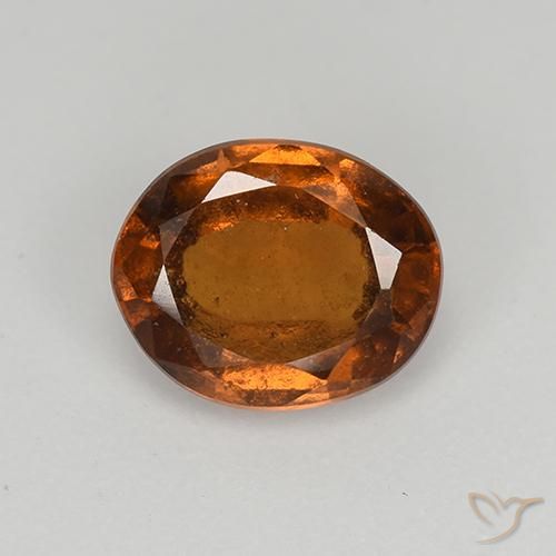1.69ct 자연스러운 미디엄 다크 오렌지 헤소나이트 가넷, 타원형, VS-SI