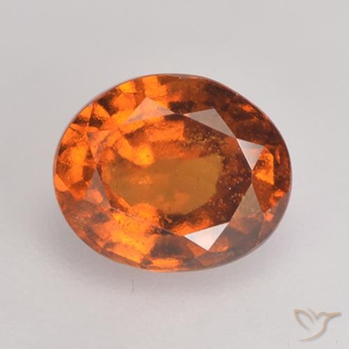 1.58ct 자연스러운 미디엄 다크 오렌지 헤소나이트 가넷, 타원형, VS-SI