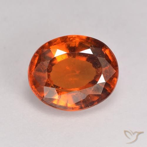 1.71ct 자연스러운 붉은 오렌지 헤소나이트 가넷, 타원형, VS-SI