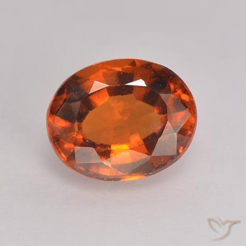 1.66ct 자연스러운 다크 오렌지 헤소나이트 가넷, 타원형, VS
