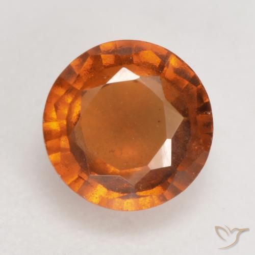 1.36ct 자연스러운 미디엄 다크 오렌지 헤소나이트 가넷, 둥근, VS-SI
