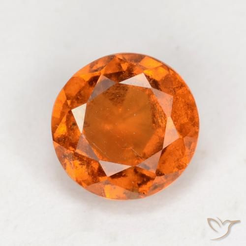 1.43ct 자연스러운 딥 오렌지 헤소나이트 가넷, 둥근, VS-SI