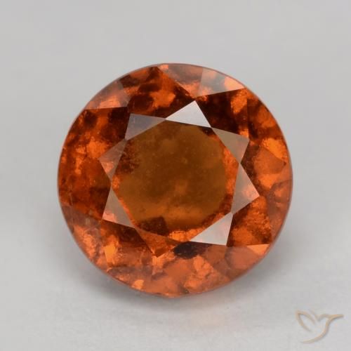 2.12ct 자연스러운 다크 오렌지 헤소나이트 가넷, 둥근, VS-SI
