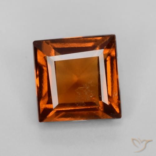 1.24ct 자연스러운 앰버 오렌지 헤소나이트 가넷, 정사각형, VS-SI