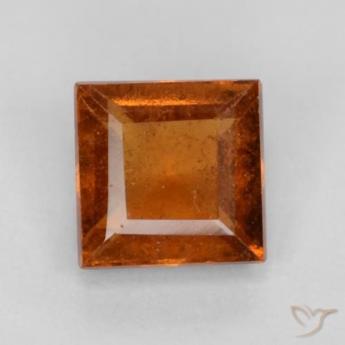 1.32ct 자연스러운 딥 오렌지 헤소나이트 가넷, 정사각형, VS-SI