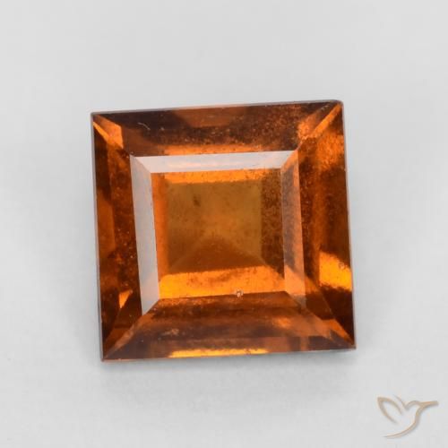 1.31ct 자연스러운 앰버 오렌지 헤소나이트 가넷, 정사각형, VS-SI