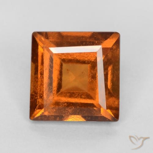 1.16ct 자연스러운 미디엄 오렌지 헤소나이트 가넷, 정사각형, VS-SI